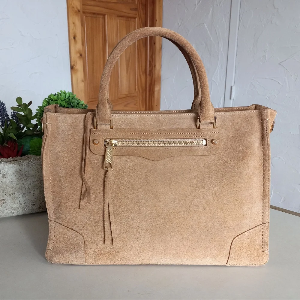 Rebecca Minkoff Suede Regan Satchel, Camel Retail $328